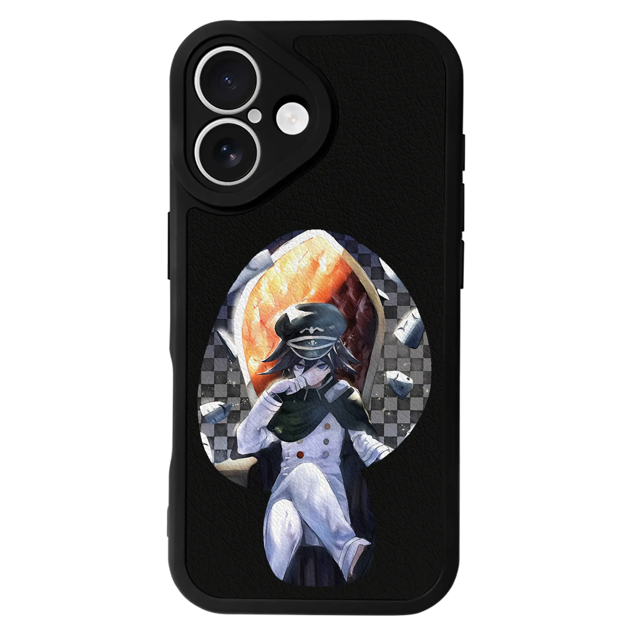 ダンガンロンパ グッズ,王馬小吉 - IPhone 16シリーズ対応 ・ シリコンスマホケース ・ レザー調 ・ 高精度フィット ・ 耐衝撃 ・ ワイヤレス充電対応 ・ 精密カット